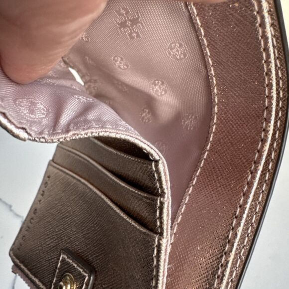 Tory Burch Emerson Mini Leather Wallet Rose Gold Retail $178 - Picture 10 of 13
